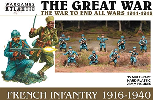 La Gran Guerra - Infantería francesa 1916-40 (35 figuras) de plástico duro de varias partes (poliestireno de alto impacto) 28 mm