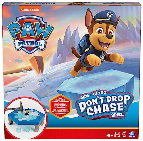 La PAT PATROUILLE – Don'T DROP CHASE – Paw Patrol – Juego de mesa La Patrulla Canina – 37 bloques de hielo – Ayuda a cazar fuera del hielo sin caerla, juguete para niños de 4 años y +