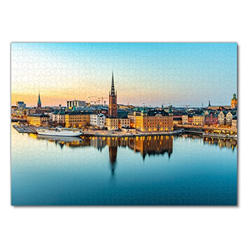 Lais Puzzle Vista de la Puesta de Sol de Gamla Stan en Estocolmo Desde la Isla de Sodermalm, Suecia 1000 Piezas