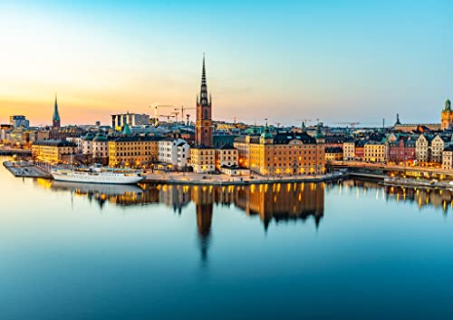 Lais Puzzle Vista de la Puesta de Sol de Gamla Stan en Estocolmo Desde la Isla de Sodermalm, Suecia 1000 Piezas