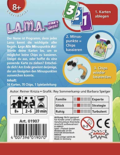 LAMA: AMIGO - Kartenspiel / ...NIMM`S LÄSSIG / 56 Karten, 70 Chips, 1 Spielanleitung