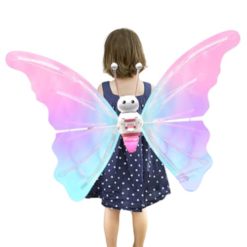Lambo Alas de Mariposa | Disfraz de Mariposa en Movimiento con alas para niñas | Disfraz de Hada con diseño de iluminación, Regalo de alas de Hada LED para cumpleaños de niñas y niños
