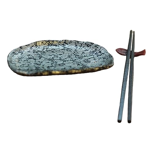 Leadrop Mini plato de sushi modelo japonés plato de sushi modelo accesorios con palillos accesorios de escena plata