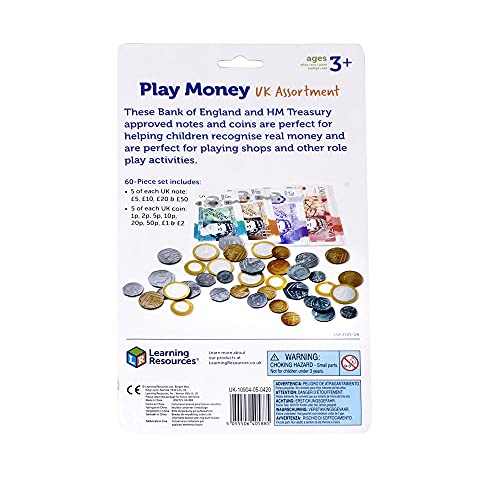 Learning Resources Pack de Dinero del Reino Unido Pretend & Play (blíster)