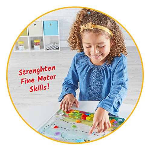 Learning Resources Tableta sensorial con Colores y Formas, Bolsa sensorial Reutilizable para niños, 16 Actividades para Practicar Las Habilidades motoras Finas, 24 Piezas de plástico, 3+