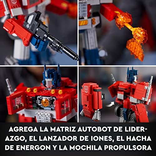 LEGO 10302 Icons Optimus Prime, Maqueta para Construir para Adultos, Modelo 2en1 Transformers, Robot y Camión, Idea de Regalo para Hombres y Mujeres