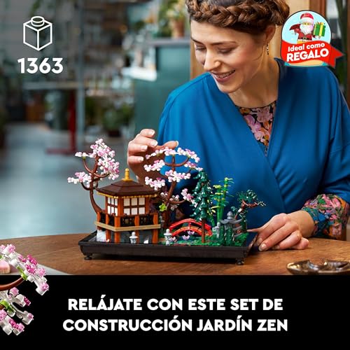 LEGO 10315 Icons Jardín Meditativo, Jardín Zen Botánico para Adultos con Flores de Loto, Decoración de Escritorio Personalizable, Jardinería Mindfulness Japonesa, Regalo para Mujer y Hombre de Navidad