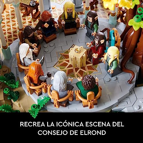 LEGO 10316 Icons EL SEÑOR DE LOS Anillos: RIVENDEL, Maqueta para Construir de la Tierra Media, Gran Set de Juego inmersivo, 15 Minifiguras: Frodo, Bilbo, Gandalf, Legolas, (Exclusivo de Amazon)