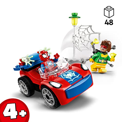 LEGO 10789 Marvel Coche de Spider-Man y Doc Ock, Spidey y Sus Amigos, Juguete de Construcción para Niños de 4 Años o Más, Accesorios de Telarañas y 2 Mini Figuras