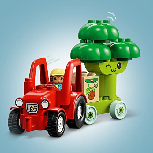 LEGO 10982 Duplo Tractor de Frutas y Verduras, Juego Educativo, Juguete Apilable para Bebés y Niños de 1.5 Años o Más, Piezas de Fruta y Verdura, Aprender los Colores, Regalo de Semana Santa y Pascua