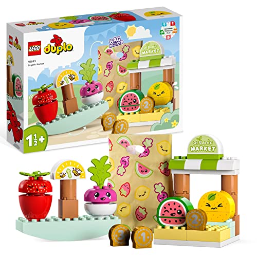 LEGO 10983 Duplo Mercado Orgánico con Piezas de Fruta y Verdura, Juguetes para Bebés de 18 Meses a Niños de 3 Años, Aprender a Contar, Juego Educativo, Regalo Infantil