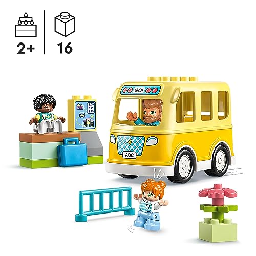 LEGO 10988 Duplo Paseo en Autobús, Juguete Educativo para Desarrollar Habilidades Sociales y Motricidad Fina, Vehículo y Figuras, Regalo Educativo Preescolar para Niños y Niñas de Más de 2 Años
