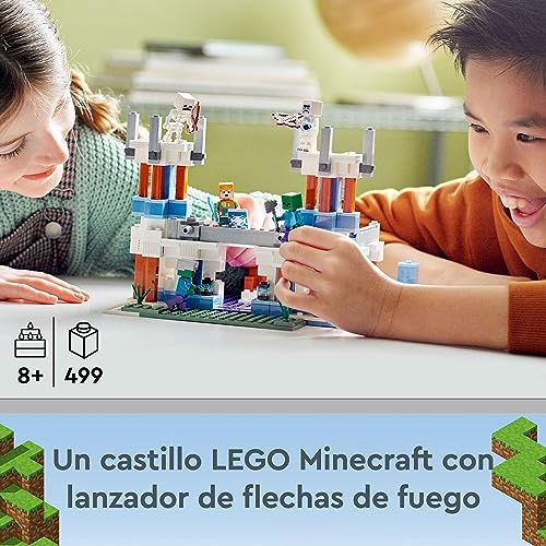 LEGO 21186 Minecraft El Castillo de Hielo, Juego de Acción y Batallas, Set de Construcción para Niños de 8 Años o Más, Zombies, Esqueletos y Espada