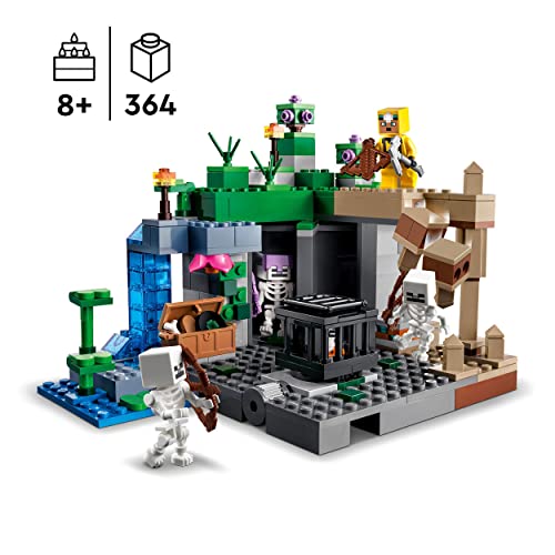 LEGO 21189 Minecraft La Mazmorra del Esqueleto, Juguete para Niños, Set con Cuevas, Estalactitas, Ballesta y Figuras de Esqueletos & 21242 Minecraft El Combate en el End, Juego de Batalla, PVP
