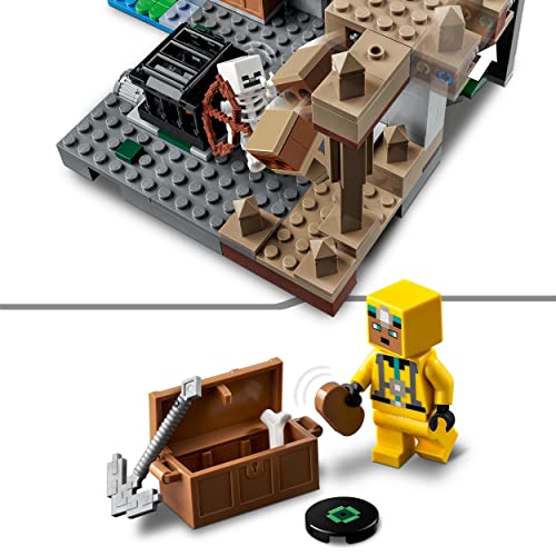 LEGO 21189 Minecraft La Mazmorra del Esqueleto, Juguete para Niños, Set con Cuevas, Estalactitas, Ballesta y Figuras de Esqueletos