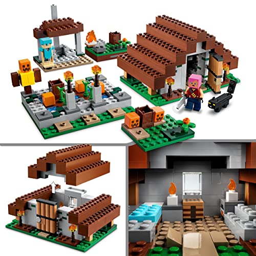 LEGO 21190 Minecraft La Aldea Abandonada, Juego para Construir con Figuras de Zombies, Cazador y un Gato, Taller de Aldeano, Casa y Granja de Juguete