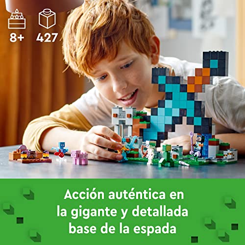 LEGO 21244 Minecraft La Fortificación-Espada, Juguete de Construcción, Mini Figuras Creeper, Soldado, Guerrero y Esqueleto, Regalo Niños y Niñas