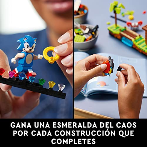LEGO 21331 Ideas Sonic The Hedgehog – Green Hill Zone, Maqueta para Construir Adultos, Set con Dr. Eggman, Regalo Inspirado en Videojuego de los 90