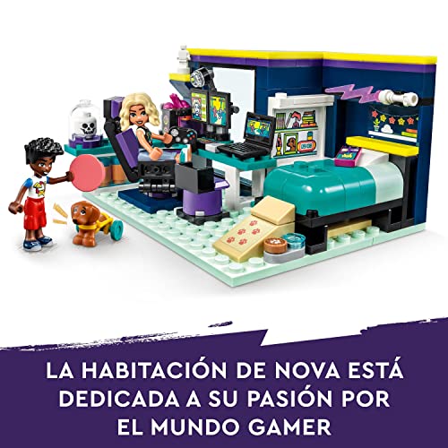 LEGO 41755 Friends Habitación de Nova, Juguete Coleccionable de Temática Gamer, Mini Muñeca de Zac y Perrito Pickle, Detalle de Cumpleaños, Personajes 2023