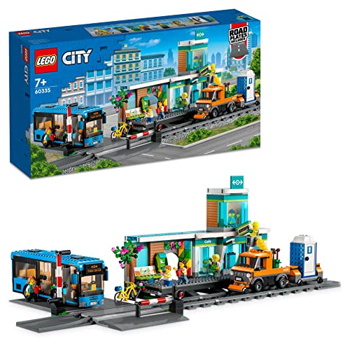 LEGO 60335 City Estación de Tren, Juguete con Autobús, Camión, Vías, Bases de Carretera y Paso a Nivel & 60238 City Cambios de Agujas, Juguetes de Construcción para Niños Entre 5 y 12 Años