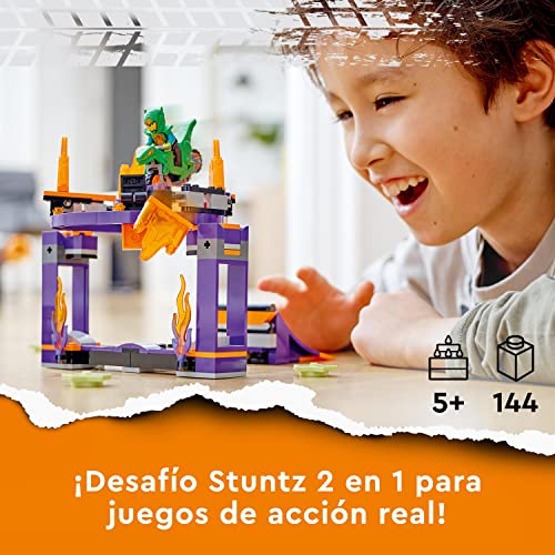LEGO 60359 City Stuntz Desafío Acrobático: Rampa y Aro, Juguete 2 en 1, Moto de Dinosaurio, Mini Figura de Piloto, Regalo de Cumpleaños para Niños y Niñas de 5+ Años