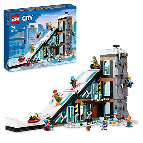 LEGO 60366 City Centro de Ski y Escalada, Set de Edificio Modular de 3 Alturas con Pista, Tienda de Deportes de Invierno, Tele-Ski y Minifiguras, Juguetes de Regalo para Niños y Niñas de 7 Años o Más