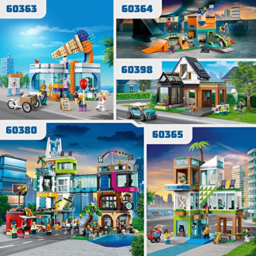 LEGO 60398 City Casa Familiar y Coche Eléctrico, Kit Modelo Modular de Casa Moderna de Muñecas para Construir con Coche de Juguete y un Cachorrito, Juguetes para Niños y Niñas a Partir de 6 Años