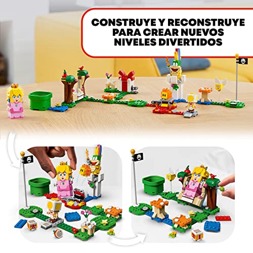 LEGO 71403 Super Mario Pack Inicial: Aventuras con Peach, Figura Interactiva de Princesa, Toad Amarillo, Juguete de Construcción, Regalo de Mario Bros para Niños de 6+ Años