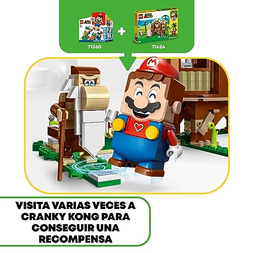 LEGO 71424 Super Mario Set de Expansión: Casa del Árbol de Donkey Kong, Juguete para Construir Combinable con los Juegos Iniciales de Mario, Luigi o Peach con Figura del Personaje Cranky Kong