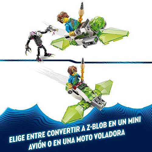 LEGO 71455 DREAMZzz Monstruo de la Jaula, Juguete Creativo para Niños y Niñas de 7 Años o más, Transforma a Z-Blob en un Miniavión o una Moto Flotante, Incluye Minifiguras de la Serie de Televisión