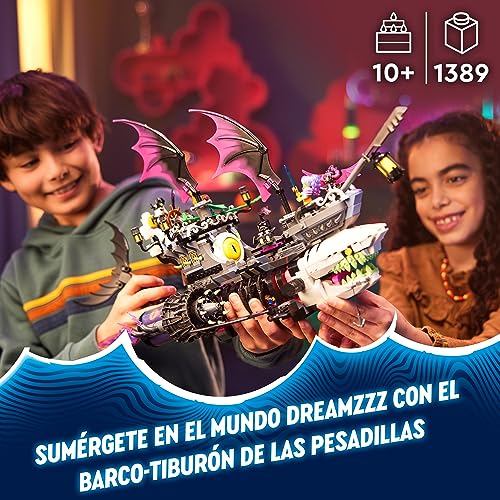 LEGO 71469 DREAMZzz Barco-Tiburón de Las Pesadillas, Barco Pirata de Juguete Construible de 2 Formas, Minifiguras de Mateo, Izzie, Nova y el Rey de Las Pesadillas, Regalo Navideño para Niños y Niñas