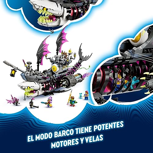 LEGO 71469 DREAMZzz Barco-Tiburón de Las Pesadillas, Barco Pirata de Juguete Construible de 2 Formas, Minifiguras de Mateo, Izzie, Nova y el Rey de Las Pesadillas, Regalo Navideño para Niños y Niñas