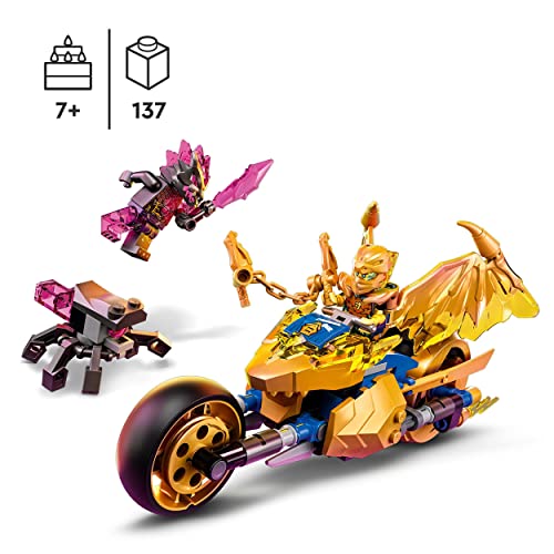 LEGO 71768 Ninjago Moto del Dragón Dorado de Jay, Juguete de Construcción Serie de TV Crystallized, Figura Dorada, Regalo para Niños de 7 Años o Más