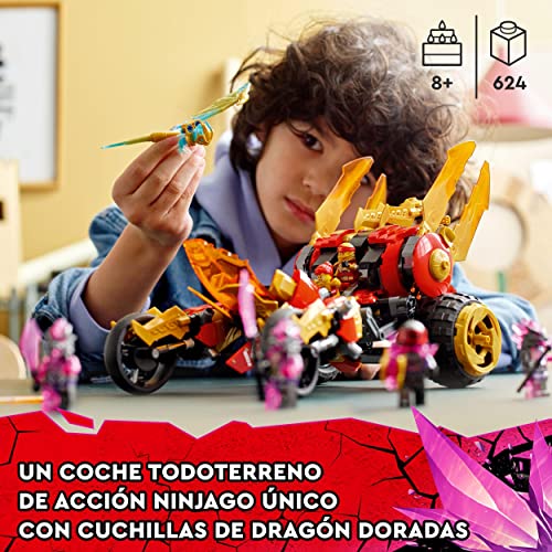 LEGO 71773 Ninjago Explorador del Dragón Dorado de Kai, Coche de Juguete para Niños de 8 Años o Más, Juego de Acción, Serie TV Crystallized