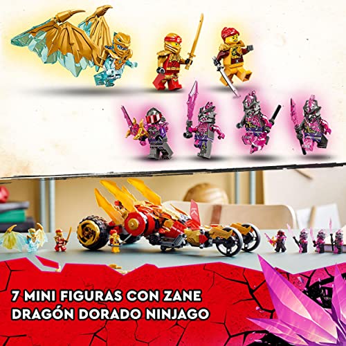 LEGO 71773 Ninjago Explorador del Dragón Dorado de Kai, Coche de Juguete para Niños de 8 Años o Más, Juego de Acción, Serie TV Crystallized