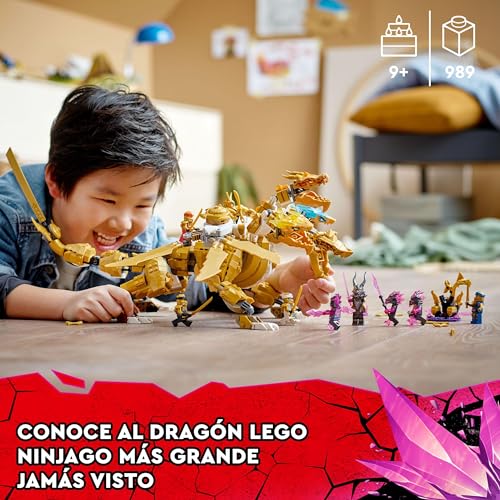 LEGO 71774 Ninjago Ultradragón Dorado de Lloyd, Juguete de Batalla, Serie TV Crystallized, Mini Figuras Zane y Kai, Regalos Originales Niños 9 Años