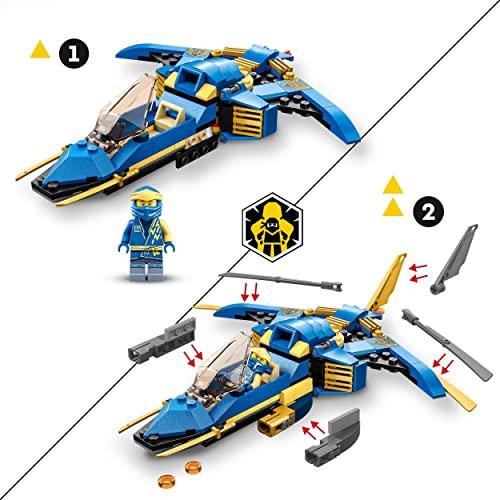 LEGO 71784 Ninjago Jet del Rayo EVO de Jay, Avión de Juguete Transformable, Juguete Coleccionable para Niños y Niñas de 7 Años o Más, Juegos de Ninja