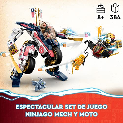LEGO 71792 Ninjago Moto de Carreras Mecánica Transformer de Sora, Set 2in1, Figura de Acción Transformer Mecánica a Moto Ninja con 3 Minifiguras, Juguete para Niños y Niñas