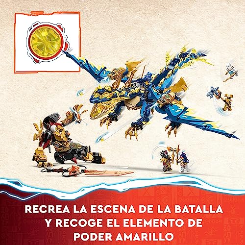 LEGO 71796 Ninjago Dragón Elemental contra la Emperatriz Mech, Juguete de Construcción de con Dragón, Figura de Acción, Flyer Ninja y 6 Minifiguras, Regalo Coleccionable para Niños y Niñas