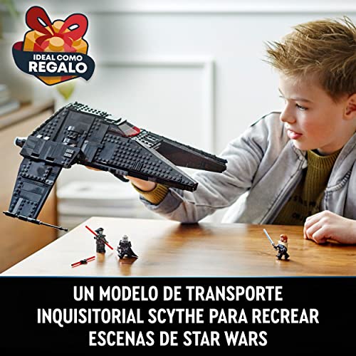 LEGO 75336 Star Wars Transporte Inquisitorial Scythe, Nave Estelar para Construir, Espadas Láser de Juguete, Mini Figuras Ben Kenobi y Gran Inquisidor