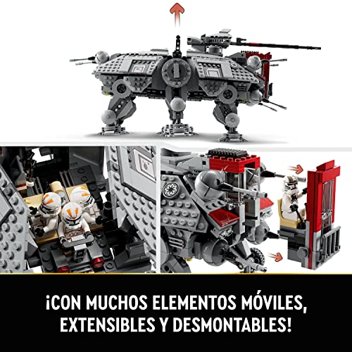 LEGO 75337 Star Wars Caminante AT-TE Articulado, Juguete Construcción, Mini Figura Comandante Cody, 3 Soldados Clon 212 y Droides, Juego de Batalla