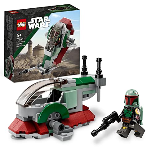 LEGO 75344 Star Wars Microfighter: Nave Estelar de Boba Fett, Juguete de Construcción, The Mandalorian, Vehículo con Lanzamisiles y Alas Ajustables