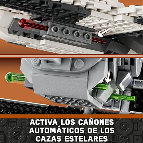LEGO 75348 Star Wars Caza Colmillo Mandaloriano vs. Interceptor Tie, Juguete de Construcción con 3 Mini Figuras, Droide y Espada Oscura, Regalo Coleccionable para Niños