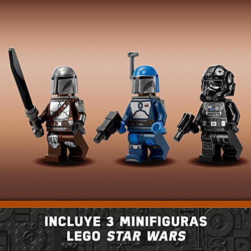 LEGO 75348 Star Wars Caza Colmillo Mandaloriano vs. Interceptor Tie, Juguete de Construcción con 3 Mini Figuras, Droide y Espada Oscura, Regalo Coleccionable para Niños