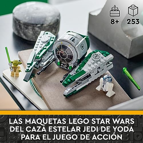 LEGO 75360 Star Wars Caza Estelar Jedi de Yoda, Juego de Construcción de Vehículo de La Guerra de los Clones con Minifigura del Maestro Yoda, Espada láser y Figura del Droide R2-D2