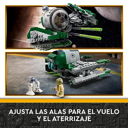 LEGO 75360 Star Wars Caza Estelar Jedi de Yoda, Juego de Construcción de Vehículo de La Guerra de los Clones con Minifigura del Maestro Yoda, Espada láser y Figura del Droide R2-D2