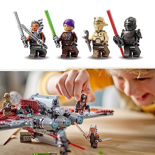LEGO 75362 Star Wars Lanzadera Jedi T-6 de Ahsoka Tano, Nave Estelar de Juguete para Construir con 4 Minifiguras de Personajes Incl. Sabine WREN y Marrok con Espadas Láser, Regalo de la Serie Ahsoka