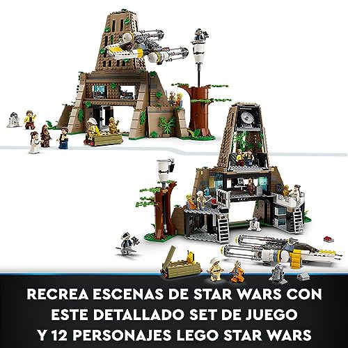 LEGO 75365 Star Wars Base Rebelde de Yavin 4 con 10 minifiguras que incluyen a Luke Skywalker, la Princesa Leia, Chewbacca y 2 Figuras Droide, Caza Estelar Ala-Y y Sala de Mando de Una Nueva Esperanza