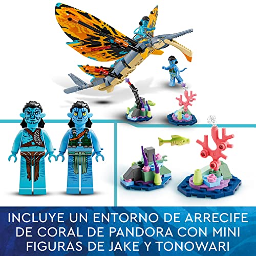 LEGO 75576 Avatar Aventura en Skimwing, Animal de Juguete, Arrecifes de Coral Pandora, Mini Figuras Jake Sully y Tonowari, Avatar: The Way of Water