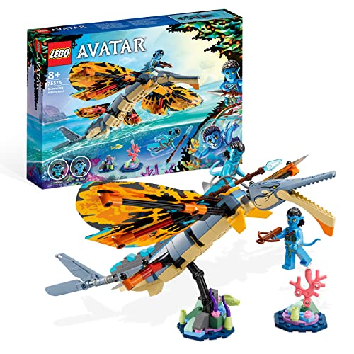 LEGO 75576 Avatar Aventura en Skimwing, Animal de Juguete, Arrecifes de Coral Pandora, Mini Figuras Jake Sully y Tonowari, Avatar: The Way of Water
